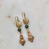 Kate Earring - Metallic Blue, Clay, Purple and Silver Agate Drusy stones