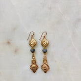 Kate Earring - Metallic Blue, Clay, Purple and Silver Agate Drusy stones